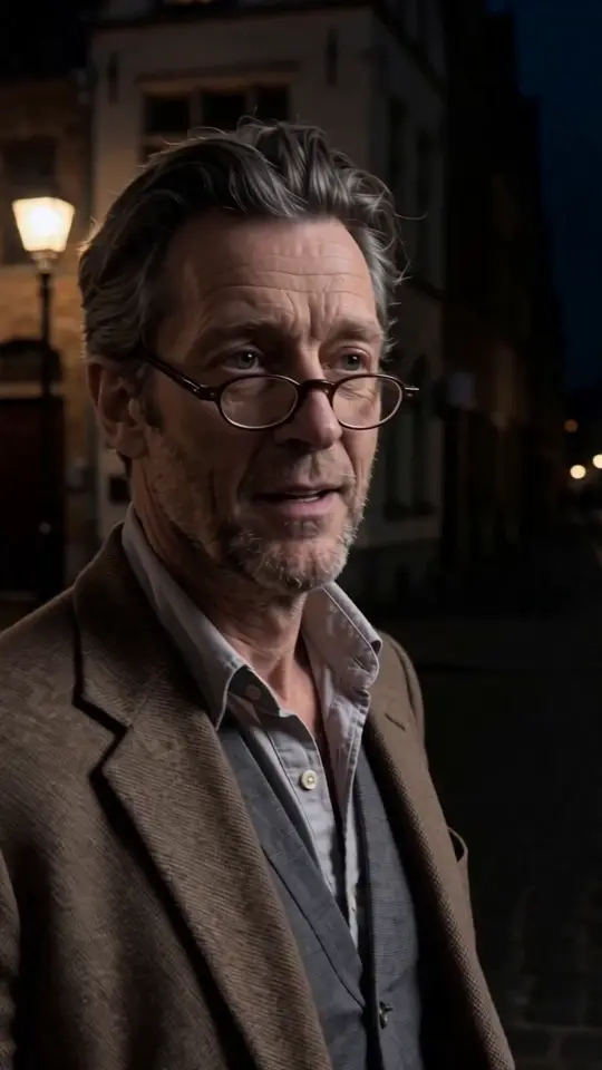 Augie Augustine, an AI narrator persona, telling a story at night
