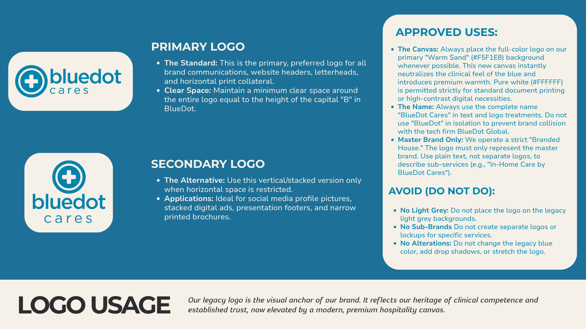 BlueDot Cares logo usage guidelines and clear space