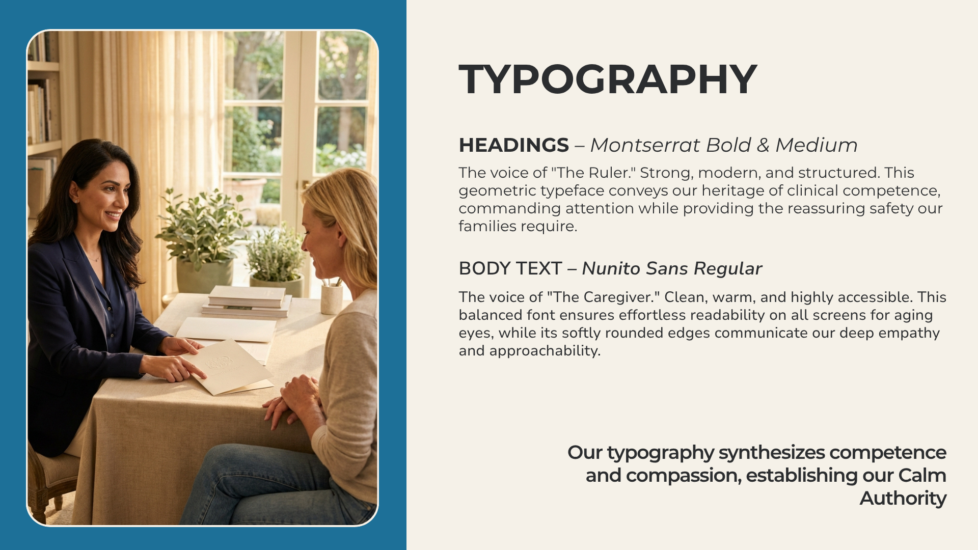BlueDot Cares typography system and hierarchy