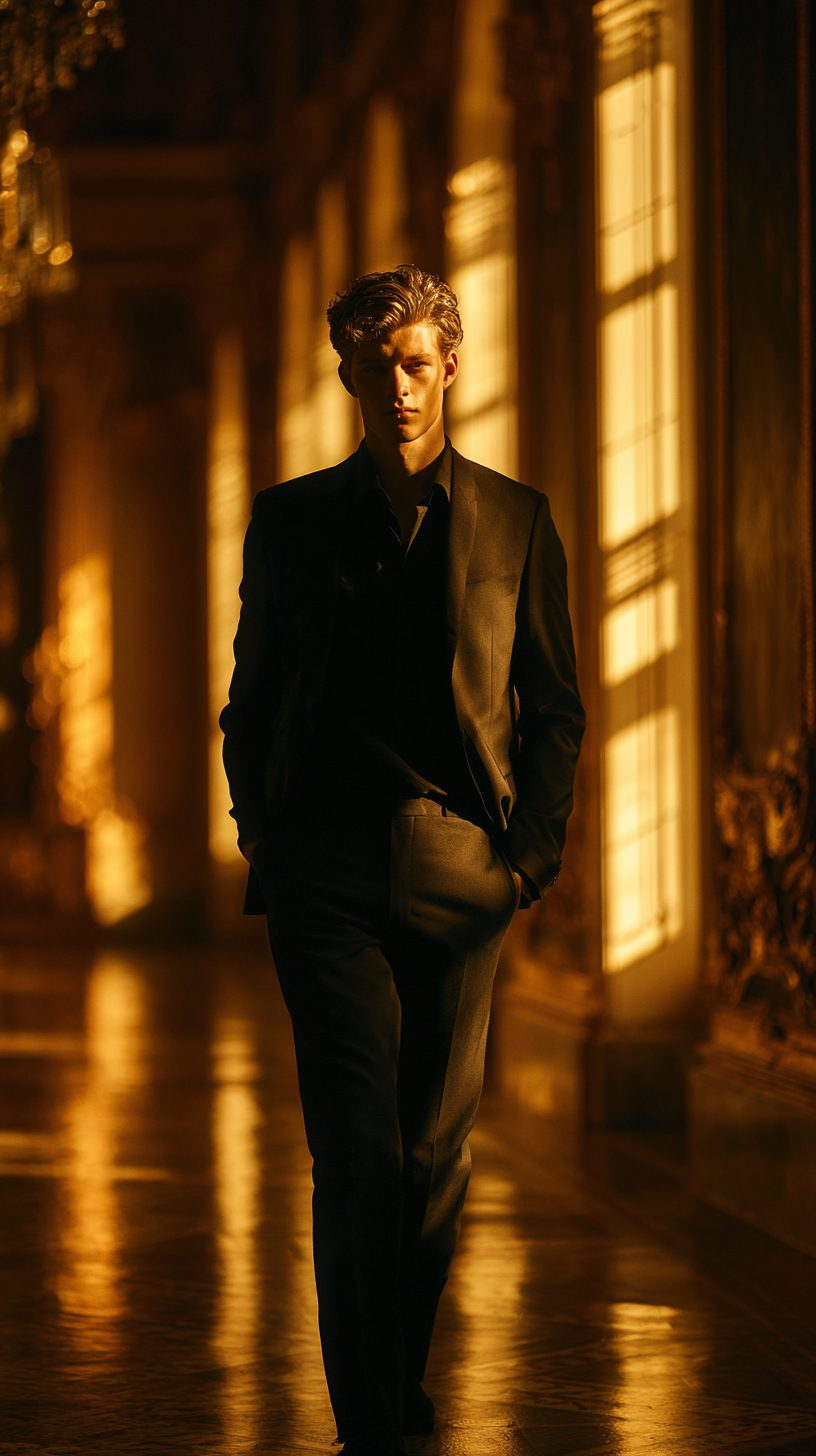 Silhouette of a confident man in a tailored suit